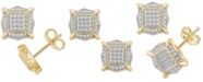 Macy's Men's Diamond Cluster Stud Earrings (1/3 ct. t.w.) in 14k Gold-Plated Sterling Silver